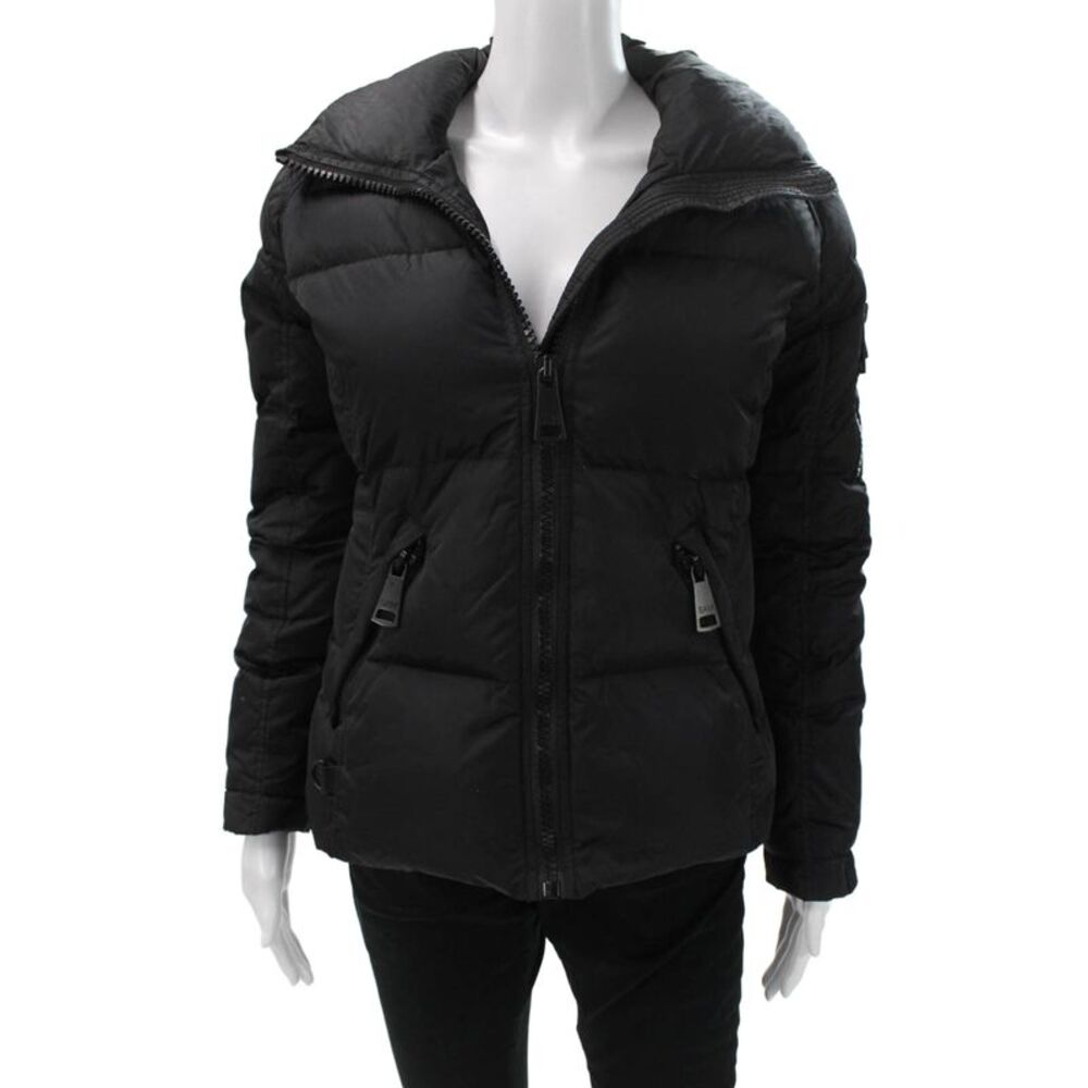 SAM Womens Puffer Jacket Black Nylon Zip Long Sleeve Size S